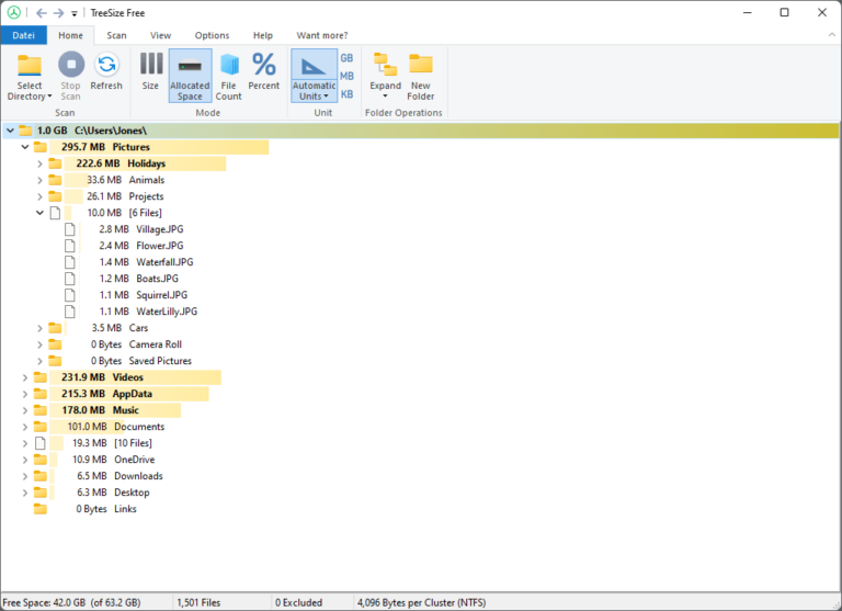 TreeSize Free 스크린샷 1
