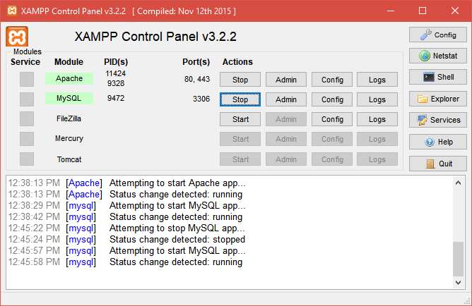 XAMPP 메인화면1