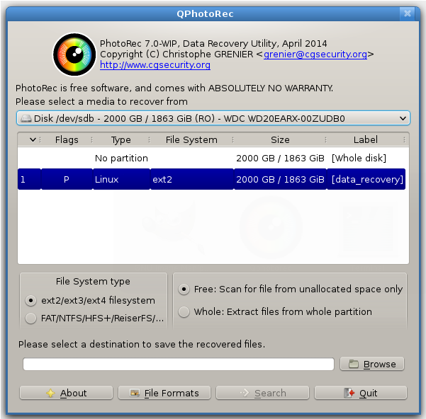 TestDisk 메인화면3