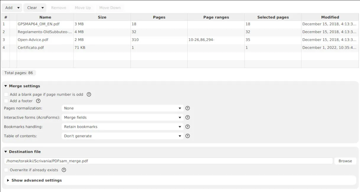 PDFsam Basic 메인화면1