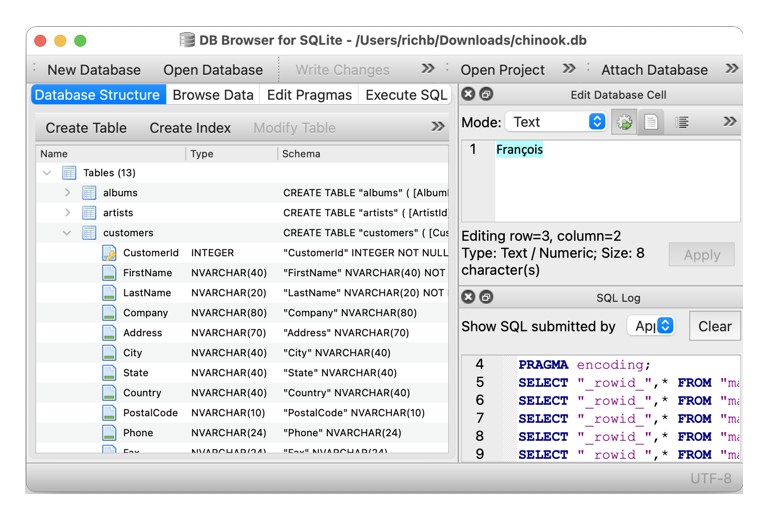 DB Browser for SQLite 메인화면1