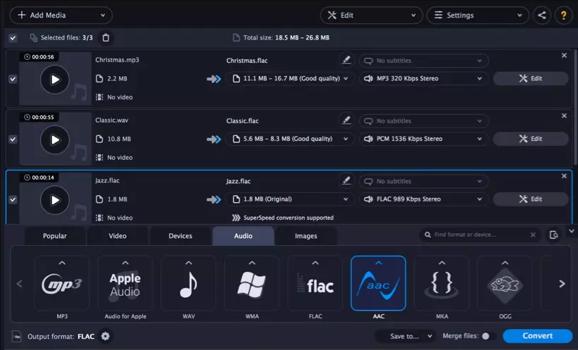 Movavi Audio Converter 메인화면1