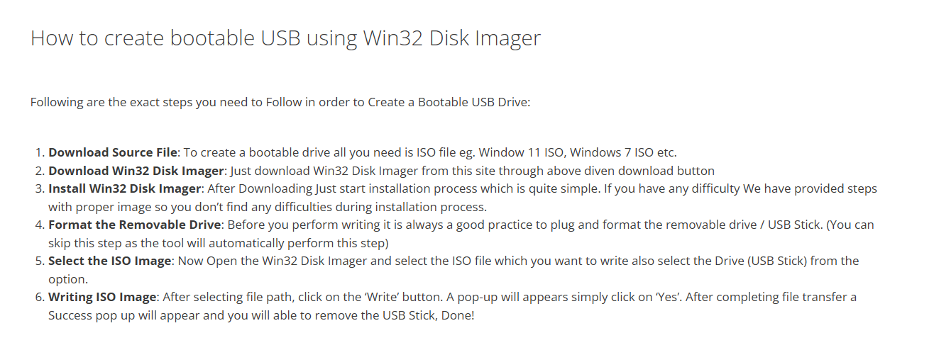 Win32 Disk Imager 메인화면2