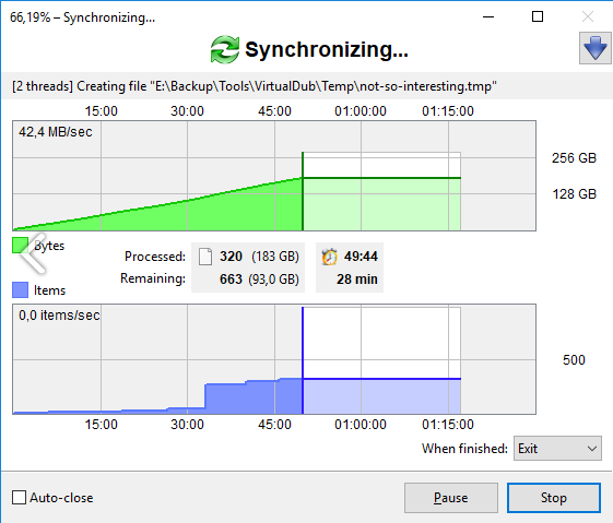 FreeFileSync 메인화면2