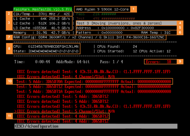 MemTest86 스크린샷 3
