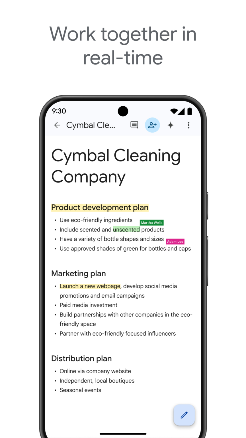 Google Docs 스크린샷 1