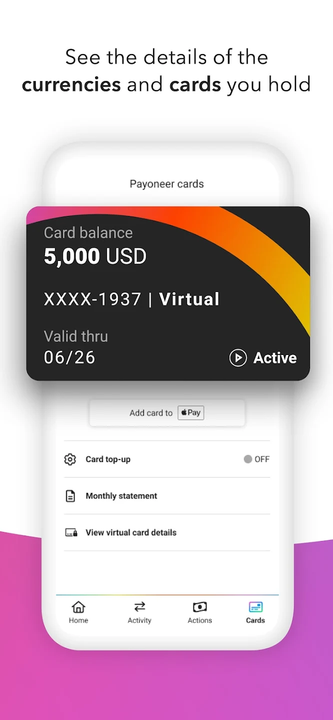 Payoneer 스크린샷 1